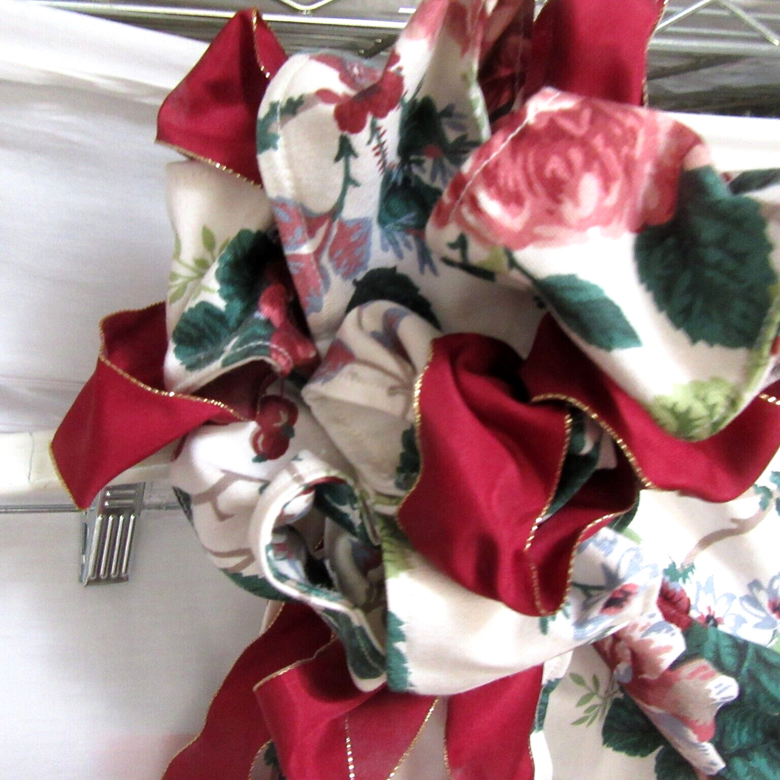 Waverly Pleasant Valley Floral Rosettes Custom 2pc Adjustable Swag Valances