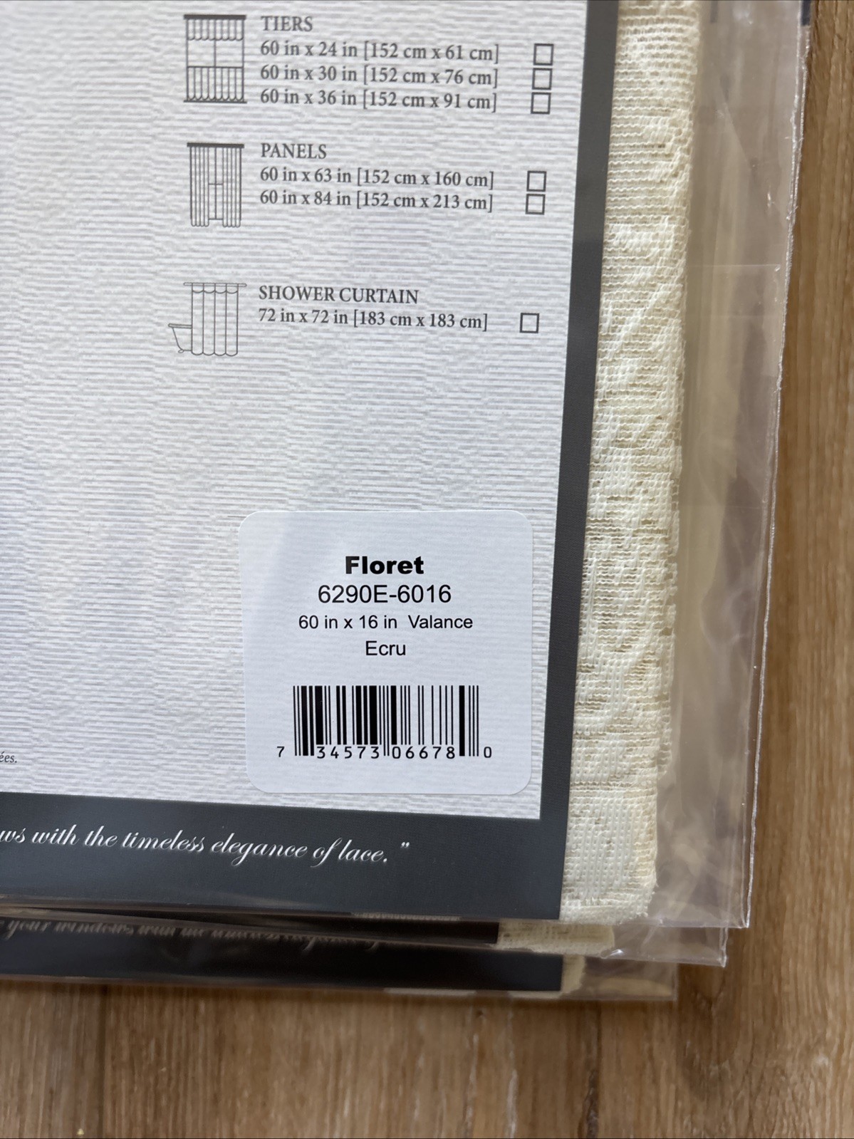 Heritage Lace Curtains, Floret Style, 60×16 Valance, Color: Ecru