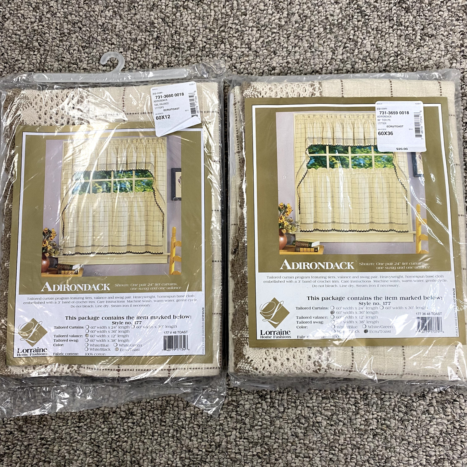 Lorraine Home Fashions Embroidered Valance 60W x12L & Panel-Pair 60W x36L Toast