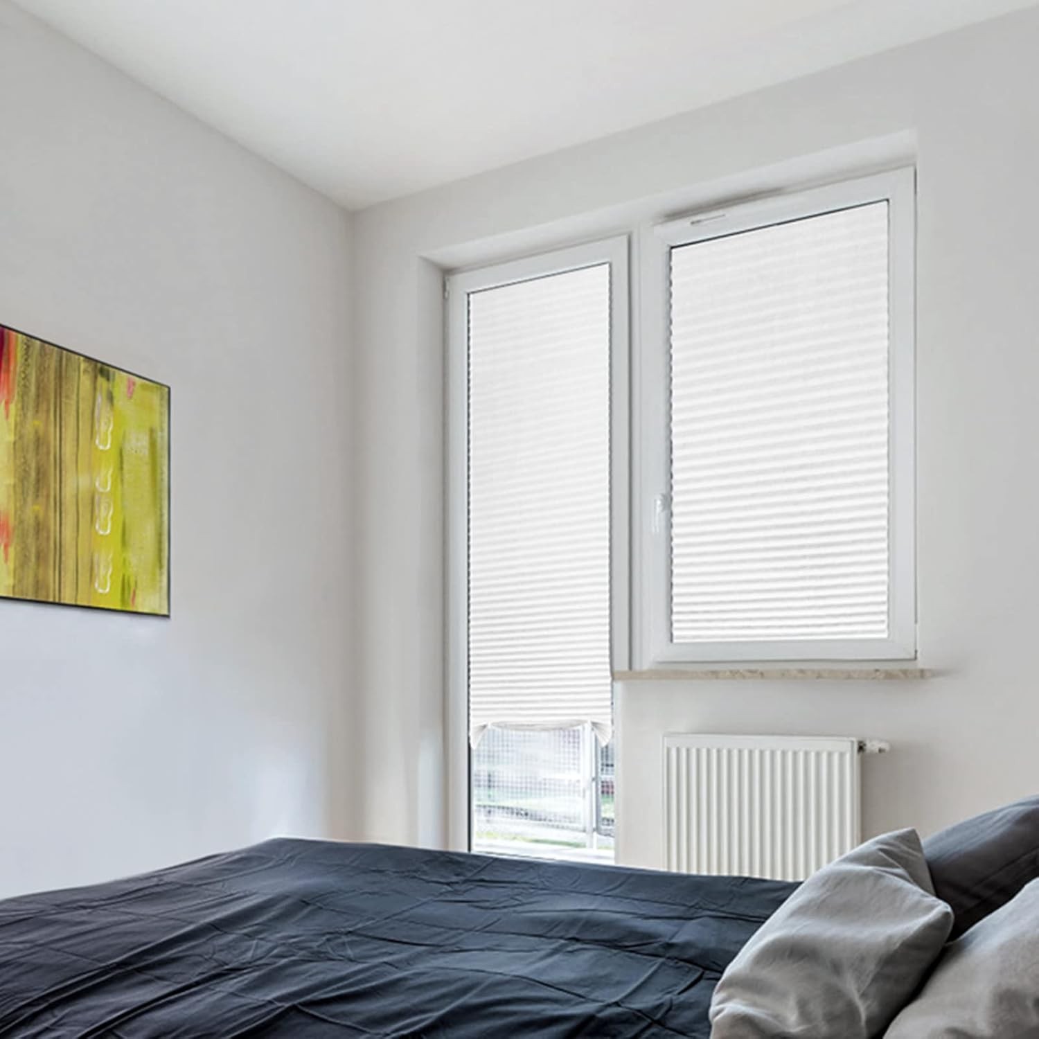 Cordless Pleated Window Shades Temporary Light Filtering Blinds 36×72 White
