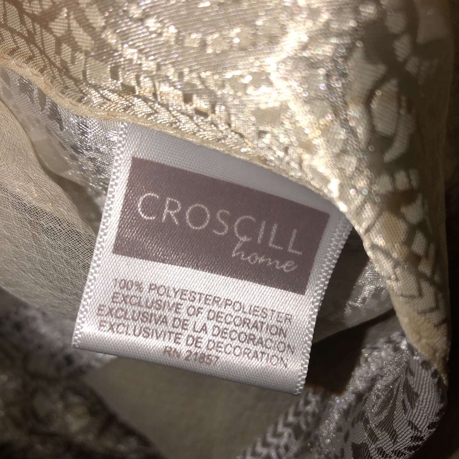 1 Croscill Home Austrian VALANCE BLUE Cream Beaded Semi Sheer 82W x 21 L
