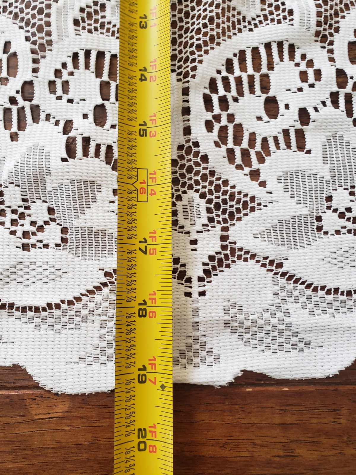 Vintage Filet Lace Curtain Valance Swag Scalloped Cottage Farmhouse 53″ Wide USA