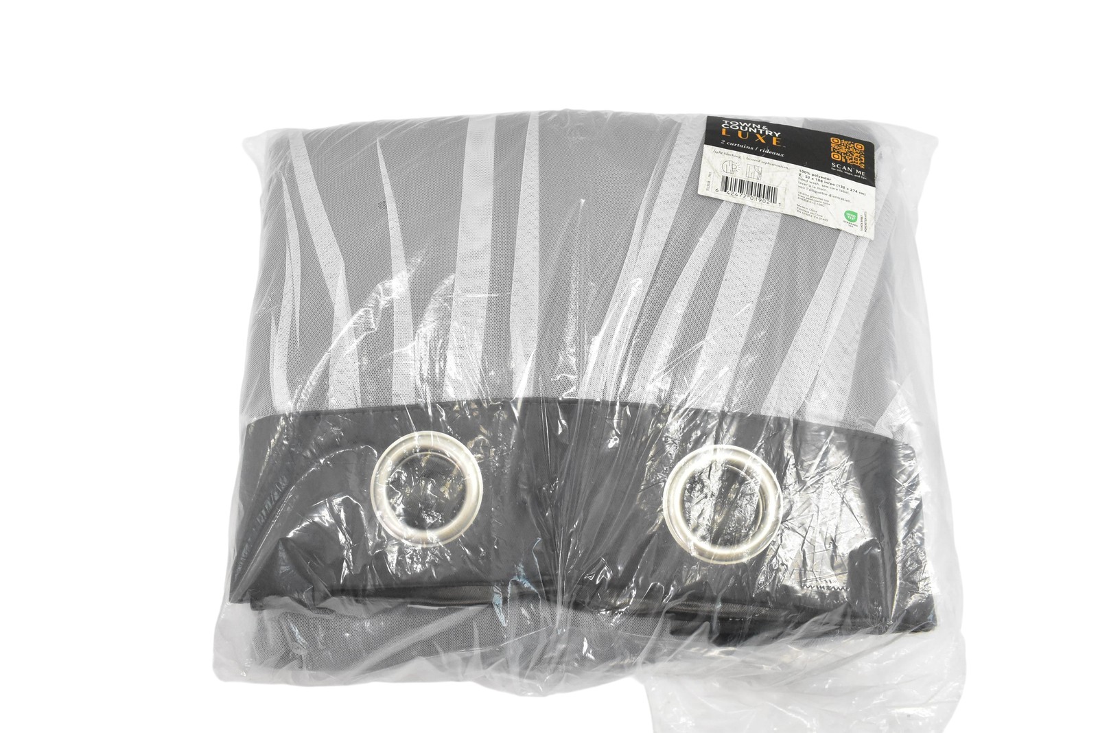 Town & Country Luxe Panels Made To Measure Black Striped Blackout Grommets