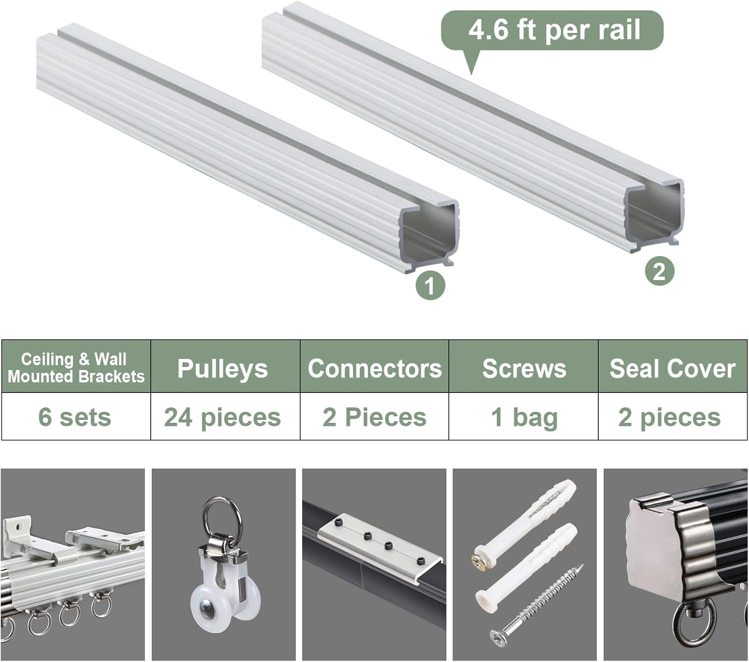 Curtain Single Tracks Ceiling or Wall Mounting Heavy-Duty Curtain Rails for Livi