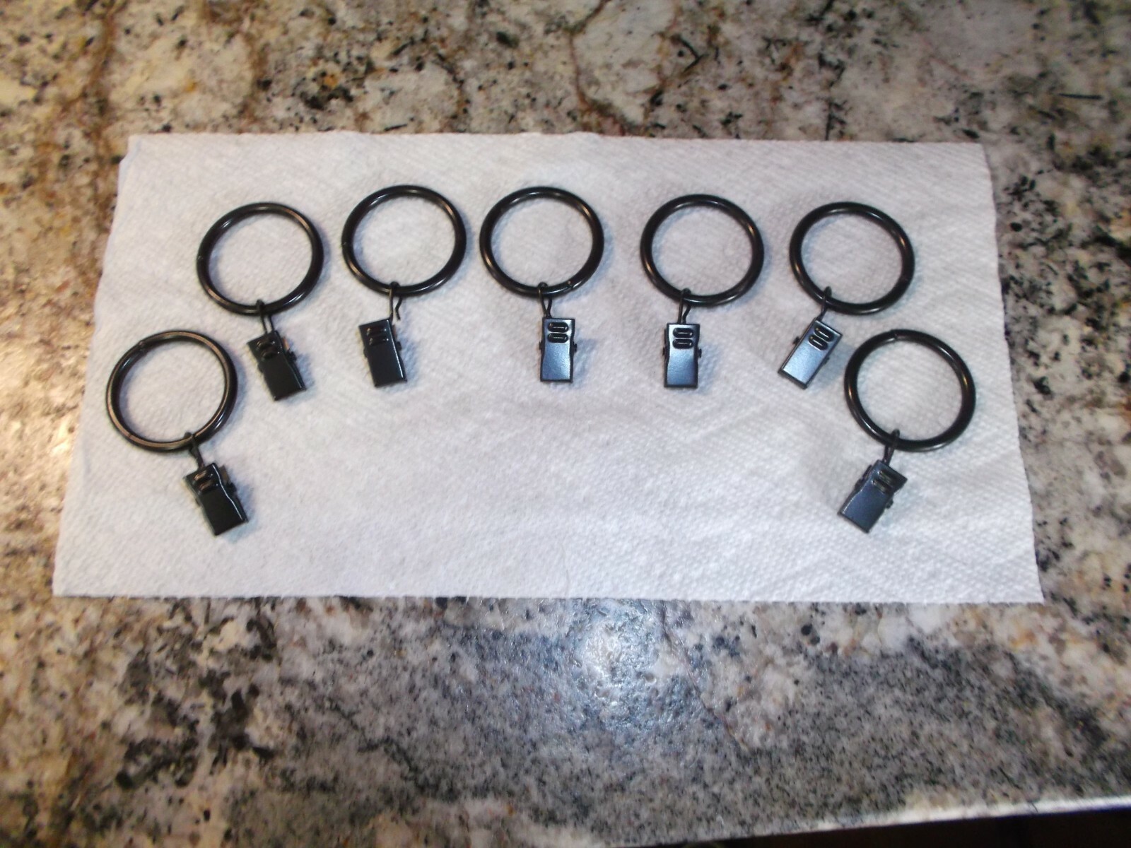 0) Home Decorators Collection 1-1/4 in. 7 Clip Rings Set in Brushed Brass NEW