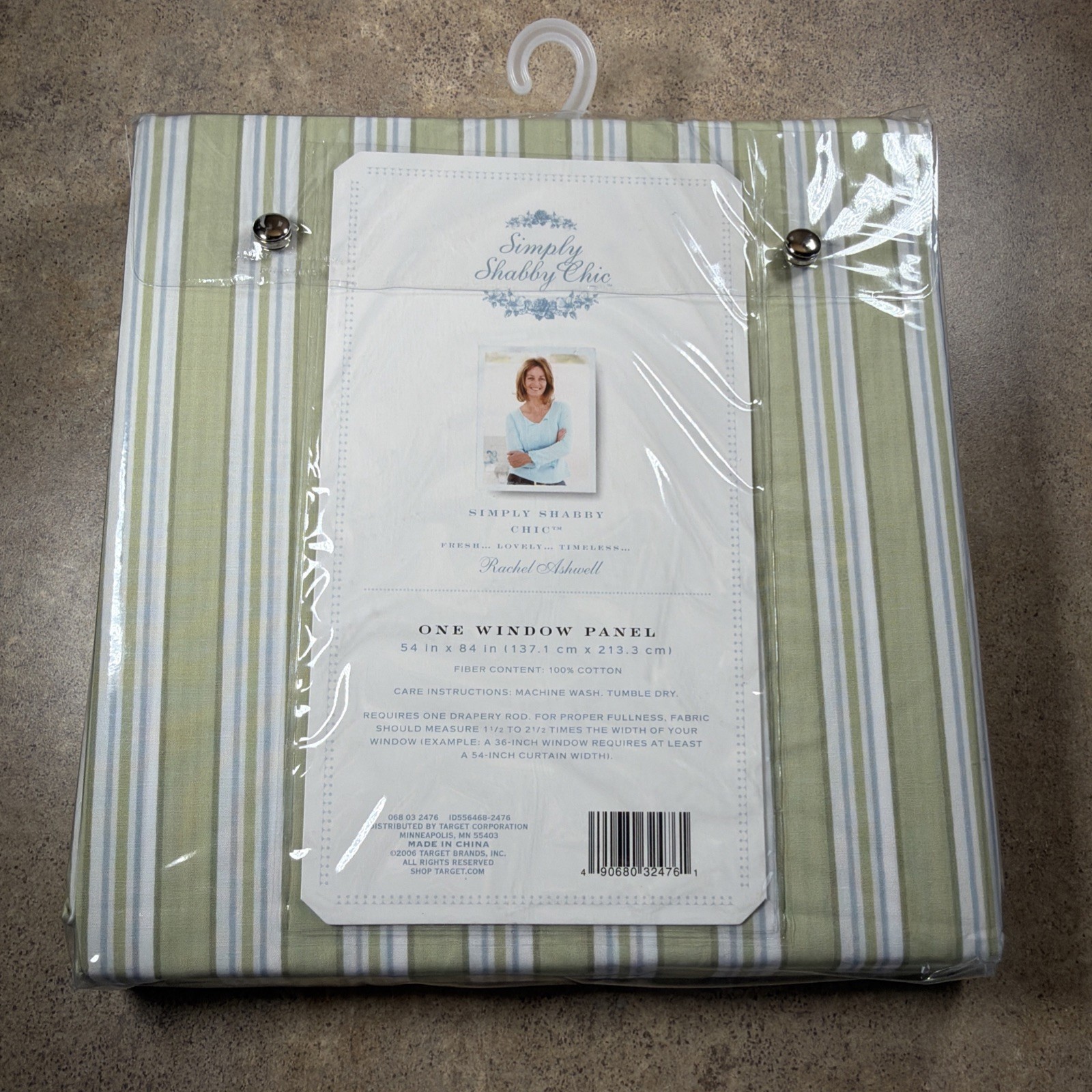 Simply Shabby Chic Window Panel GREEN Stripe Blue White 54×84 NEW