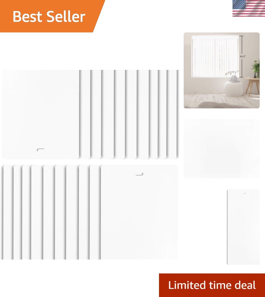PVC Vertical Blind Replacement Slats Curved Smooth White 64.5 x 3.5 20-Pack