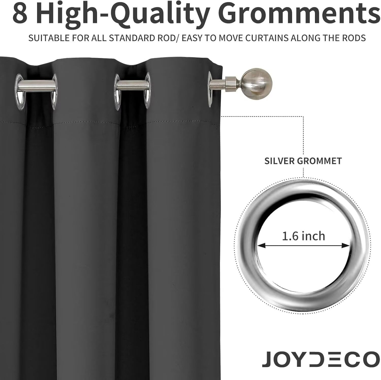 Joydeco Blackout Curtains 72 Inch Length 2 Panels Set, Thermal Insulated Long