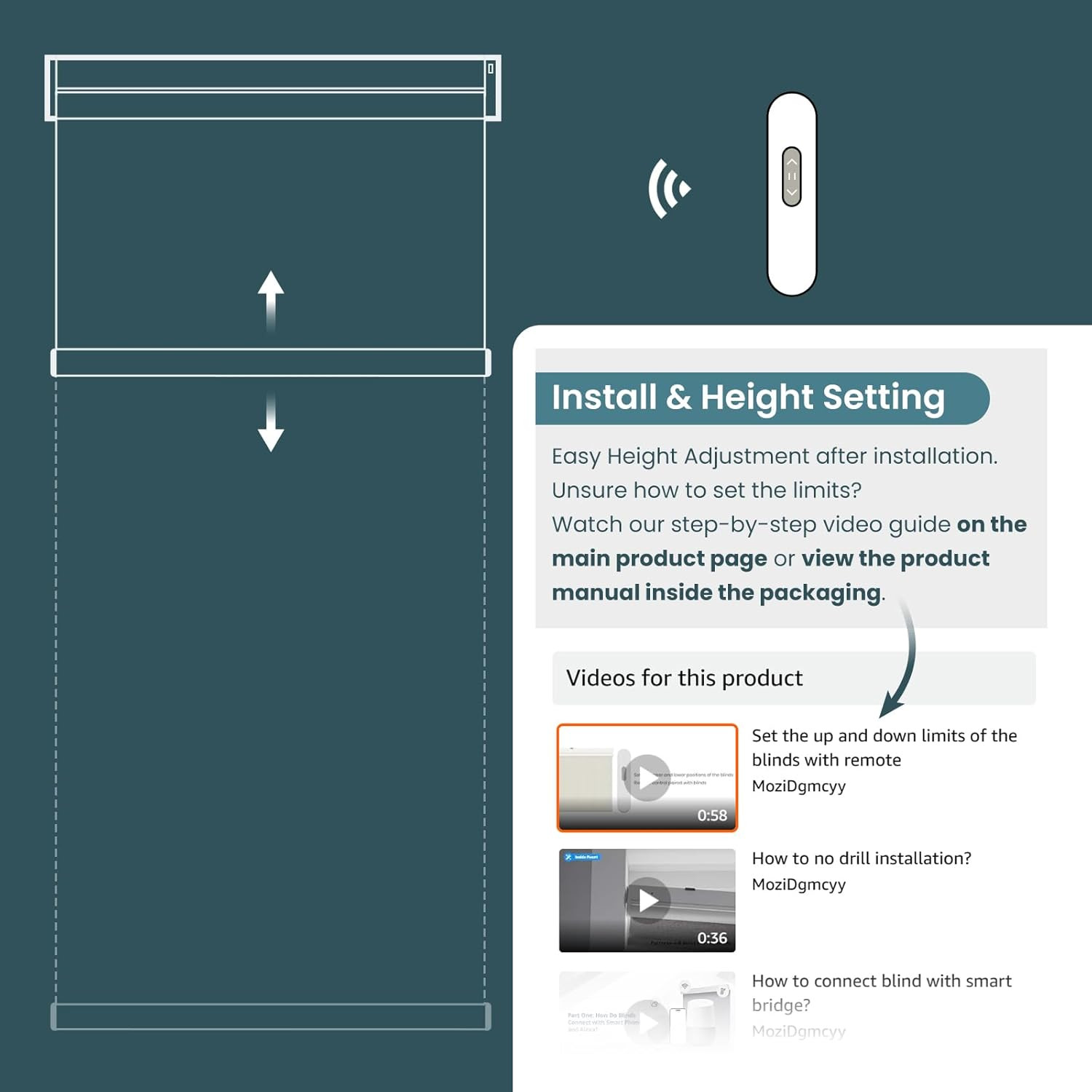 Motorized Blinds No Drill Automatic Blinds for Windows Cordless Roller Shades El