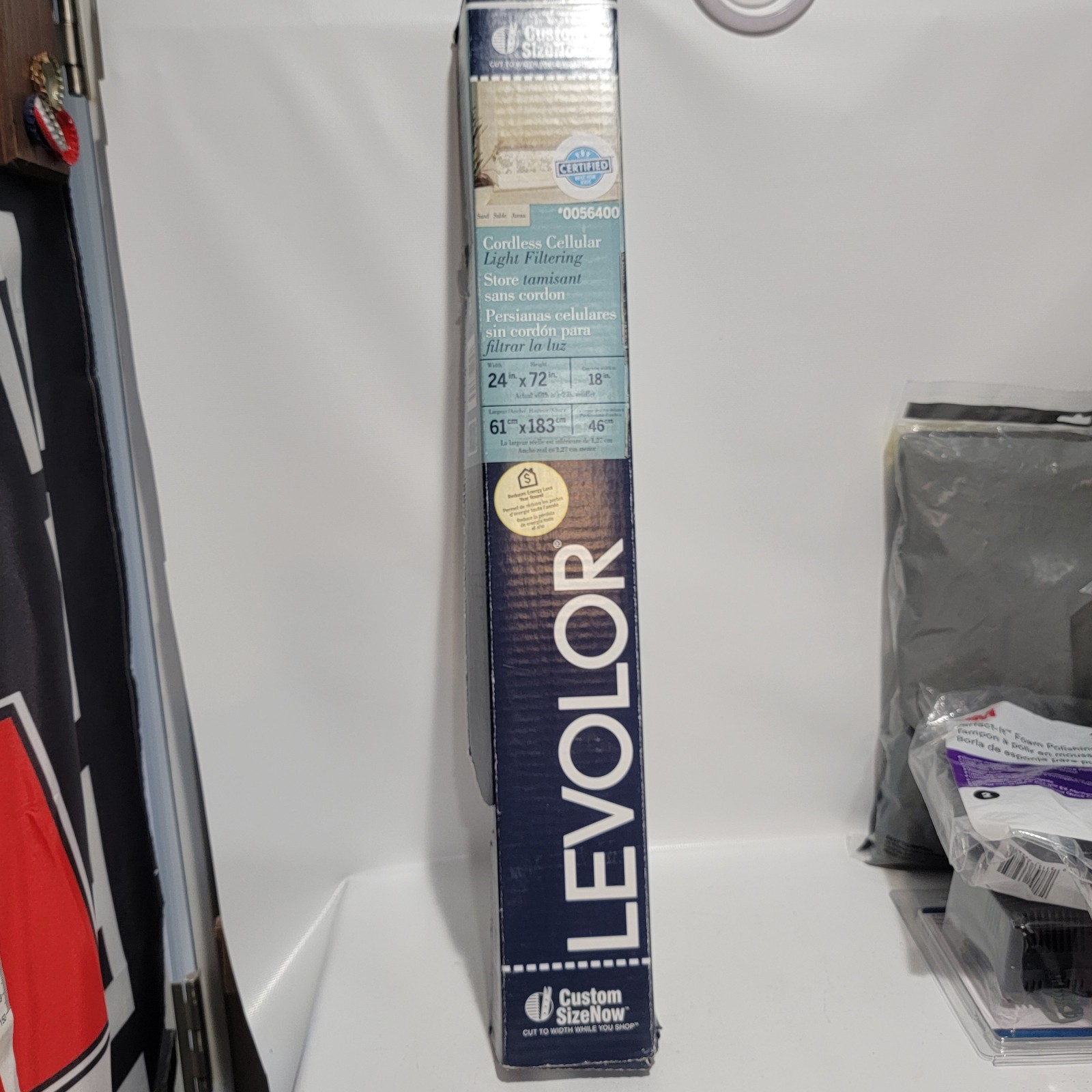 LEVOLOR Cordless Cellular Light Filtering Window Blind 24×72 Gray New Shade
