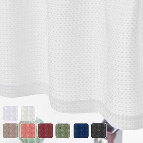 Valance Curtain for Kitchen Waffle Weave for 60″W x 18″L (Pack of 1) White
