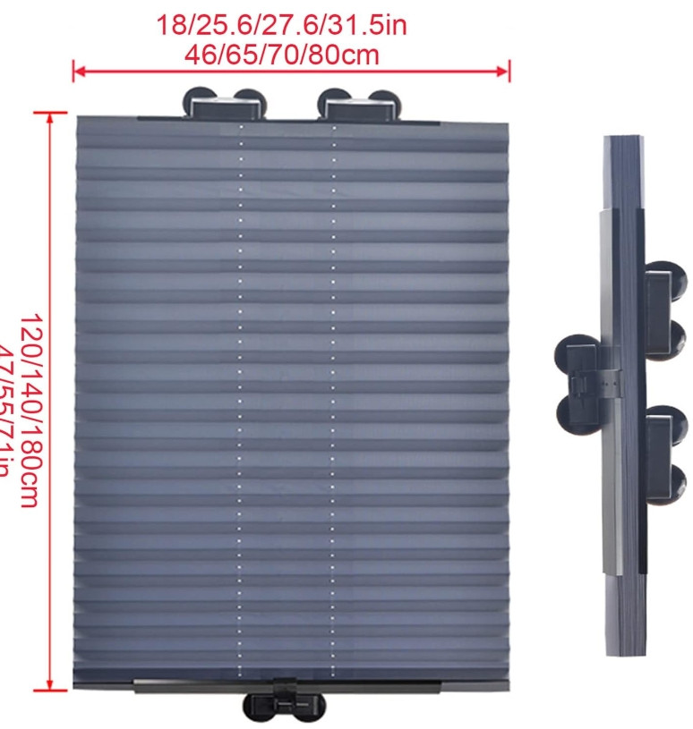 28”x70”Pleated Shade Window Blind Sun UV Half Blackout Blind Roller Car window