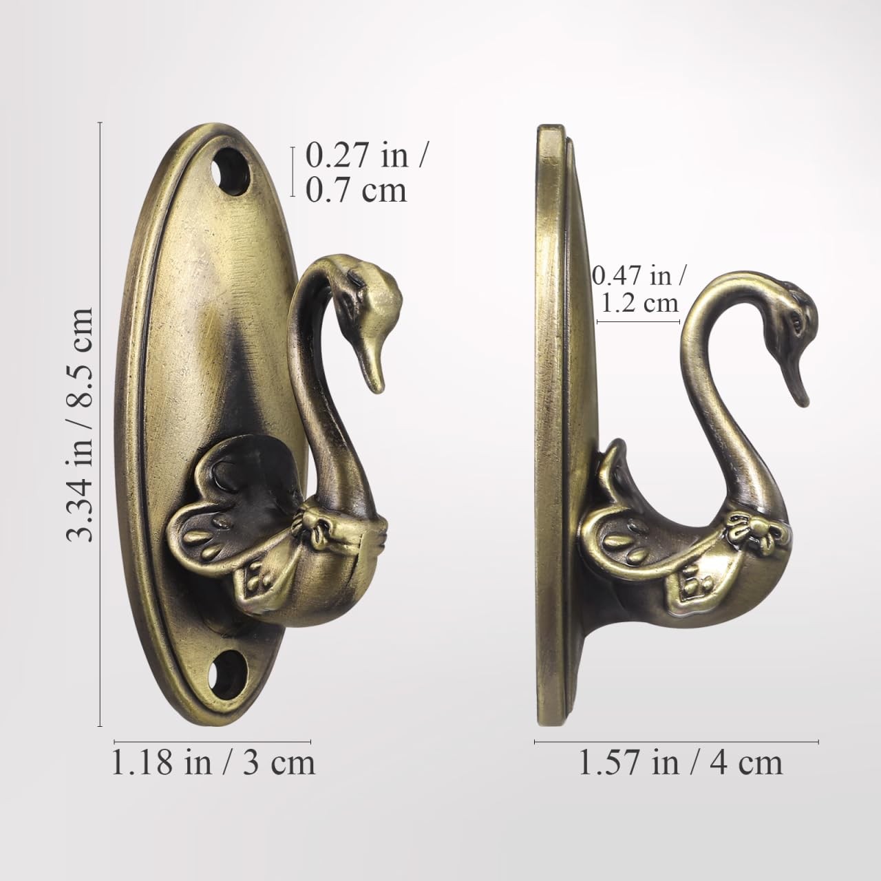 2pcs Swan Hook Curtain Holdbacks: Vintage Swan Wall Hooks Golden Alloy Holdba…