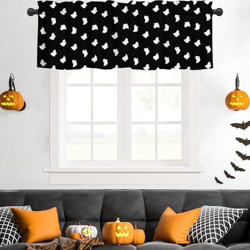 Halloween Autumn Window Valances Kitchen 18″W x 54″L (Pack of 1) Cute Ghost