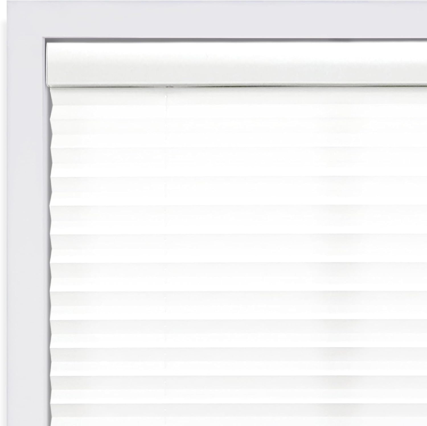 Cordless Light Filtering Pleated Shade, 57.5″W x 64″H, White Fabric