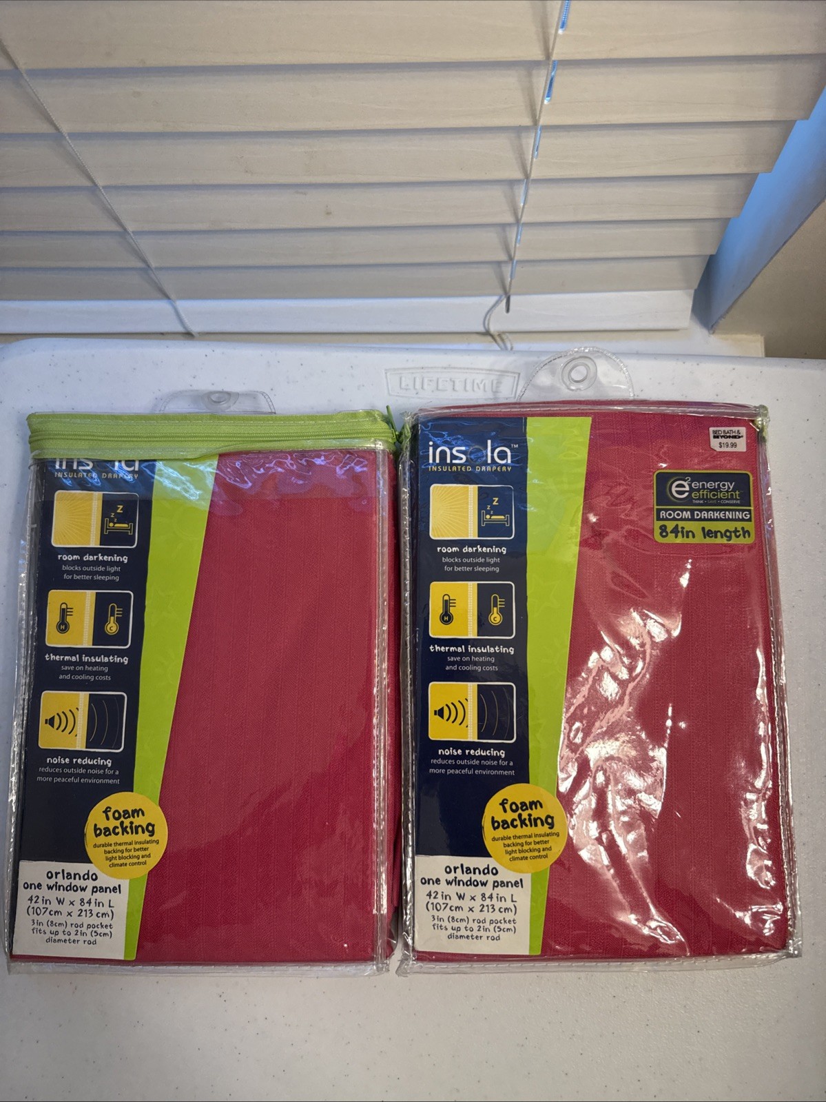Insola Orlando One Window Panel Pink 42” x 84” – Brand New In Package Set Of 2