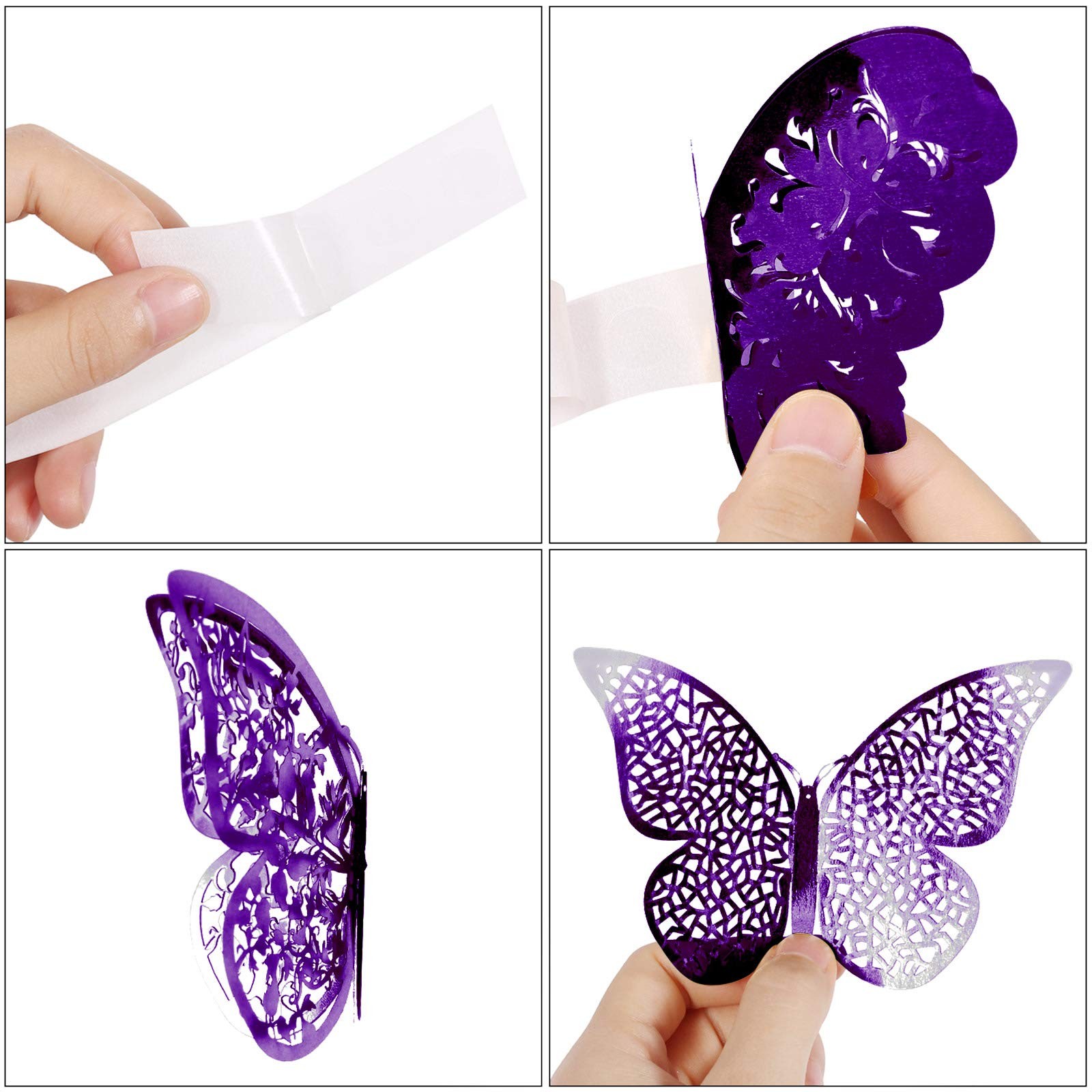 72 Pieces 3D Butterfly Wall Decals Sticker Decal Decor Art Purple