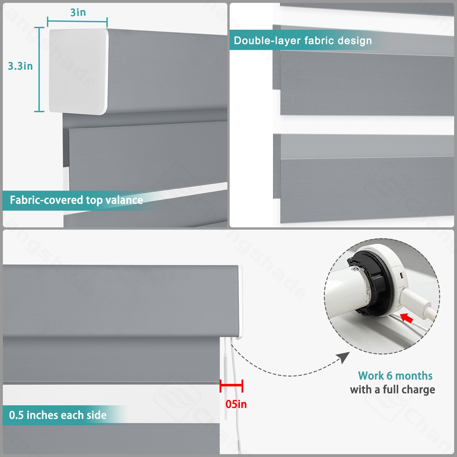 CUSTOM CUT Smart Blackout Zebra Roller Blinds with Remote Control Automatic