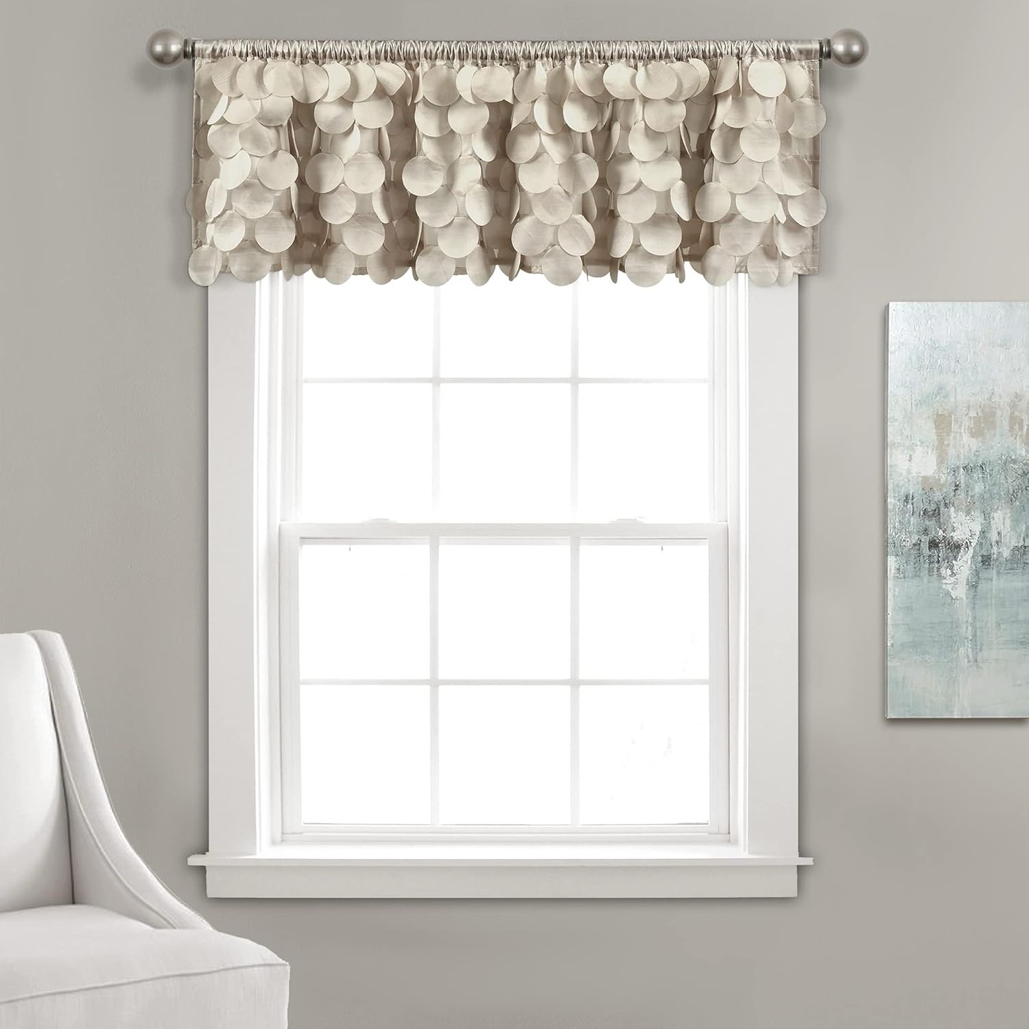 Lush Décor Gigi Wheat Circles Rod Pocket Valance – 70 x 14 in