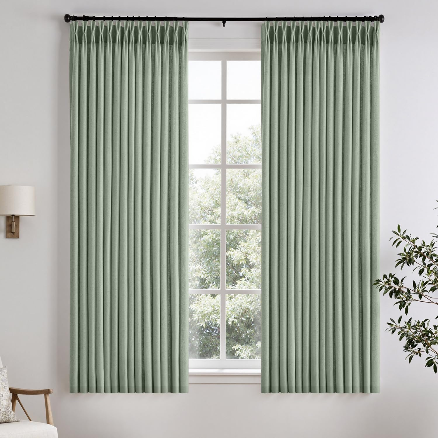 Memory Trained Pinch Pleated Curtains 63 Inches Long, Viral Linen Pinch Pleat Sh