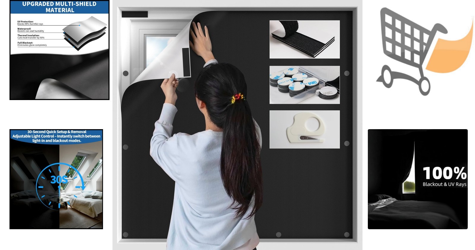 Blackout Window Cover Magnetic Shades 39x57in Thermal Insulation Light Blocking