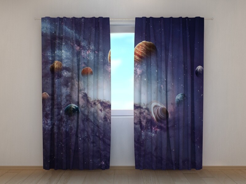 Curtain Creating Planets by Wellmira custom made 3D printed space kid’s bedroom