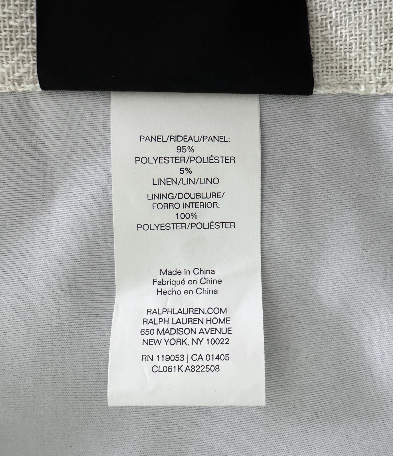 Ralph Lauren Window Curtains Blackout 2 Panel 52 x 108 Linen Natural Herringbone