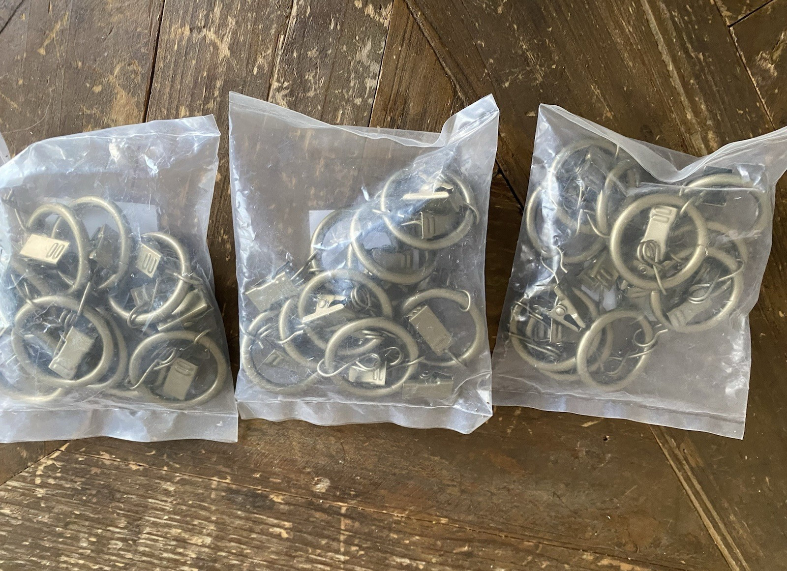 Lot of 3 Curtain Clip Rings Metal Drapery Hooks Gold Tone 1″