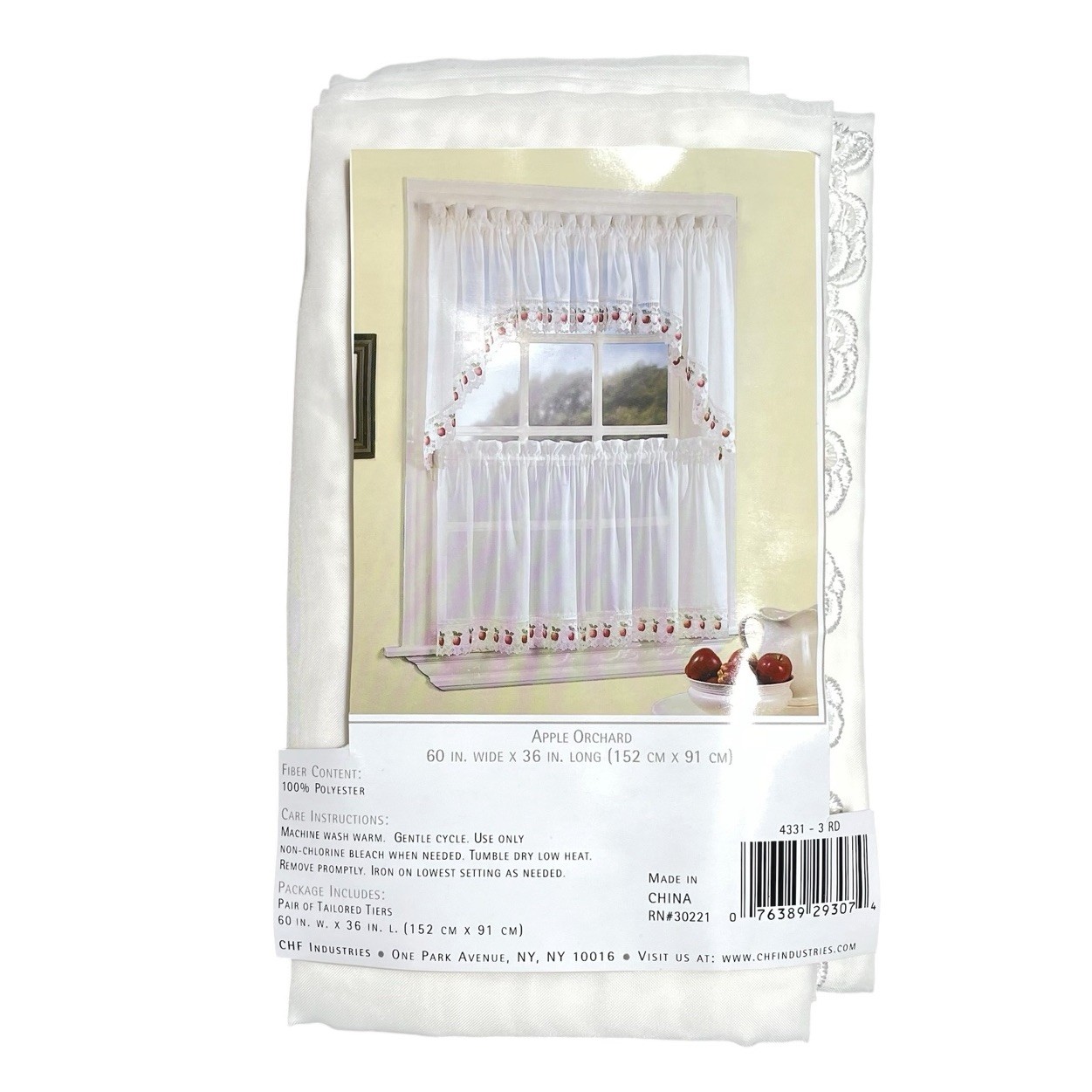 S/2 CHF Apple Orchard Tailored Cafe Valence Ivory Crochet Lace 30W x 36L ea New