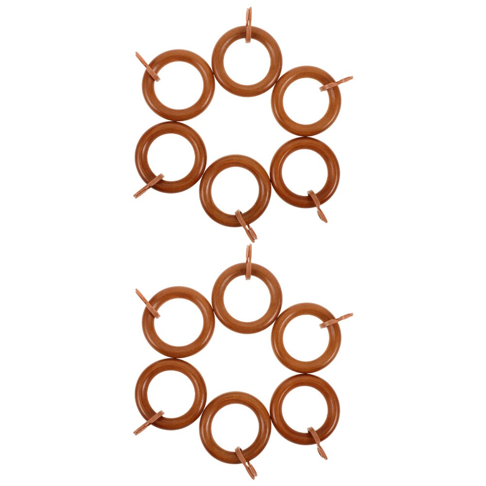 12Pcs Reusable Wood Curtain Rings with Eyelets for Home Drapery Beige