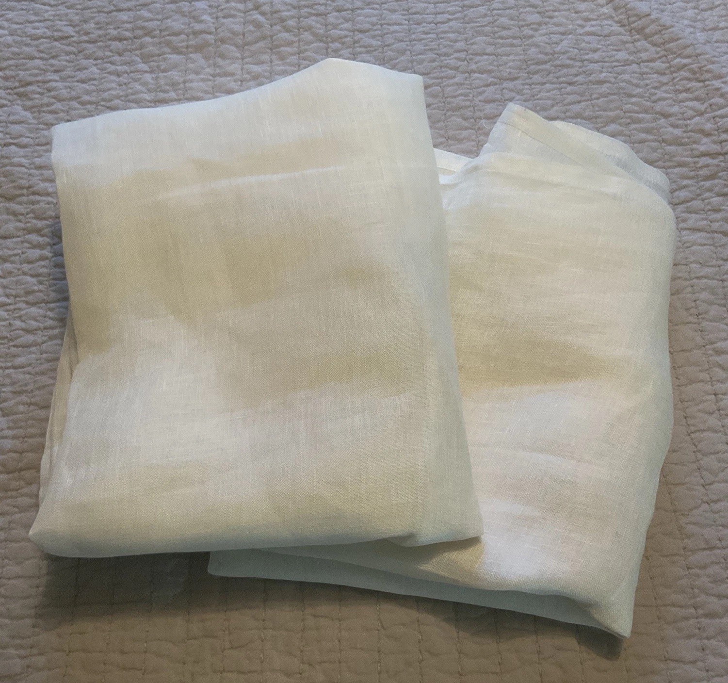 Pottery Barn 100% Linen Curtains Set of 2 White 50″ x 84” Unlined Semi Sheer