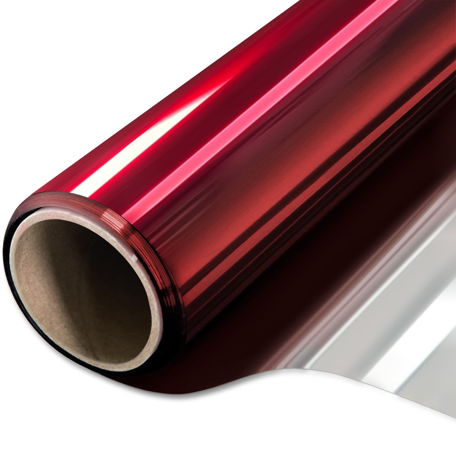 WPCTEV Window Privacy Film One Way Daytime 17.5 Inch x 6.5 Feet, Red Silver