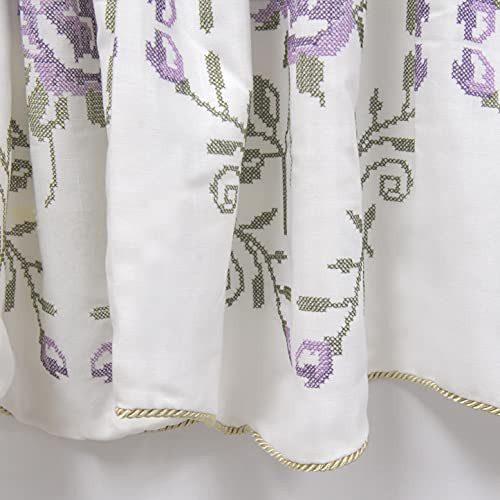 1 Piece Rose Embroidery Valance, Lilac, 60″ x 19″, Scalloped Flower Floral