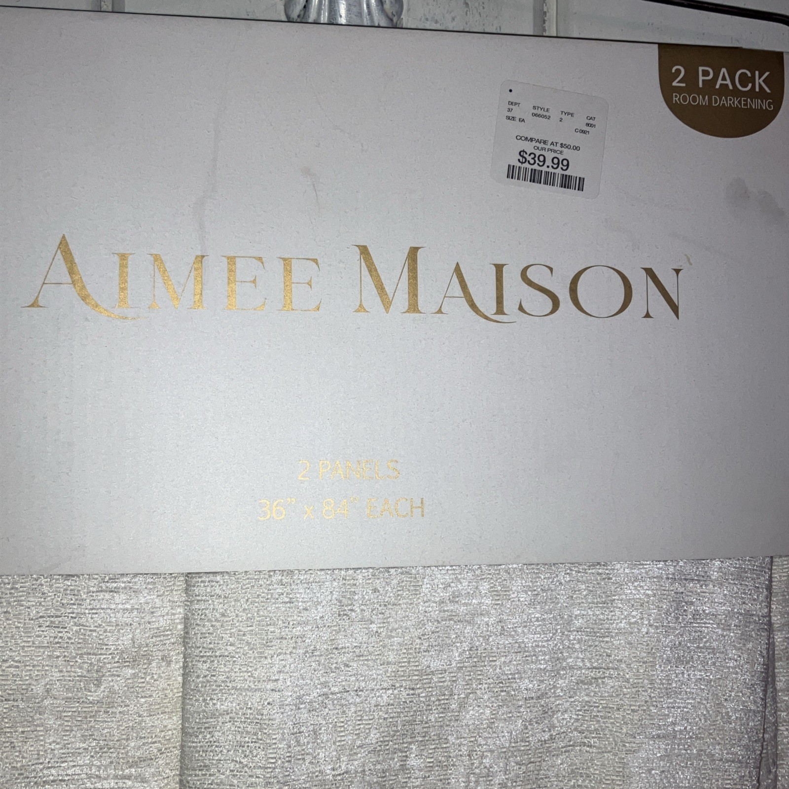 Aimee Maison room darkening curtains, each panel measuring 36″ x 84″ – Brand New