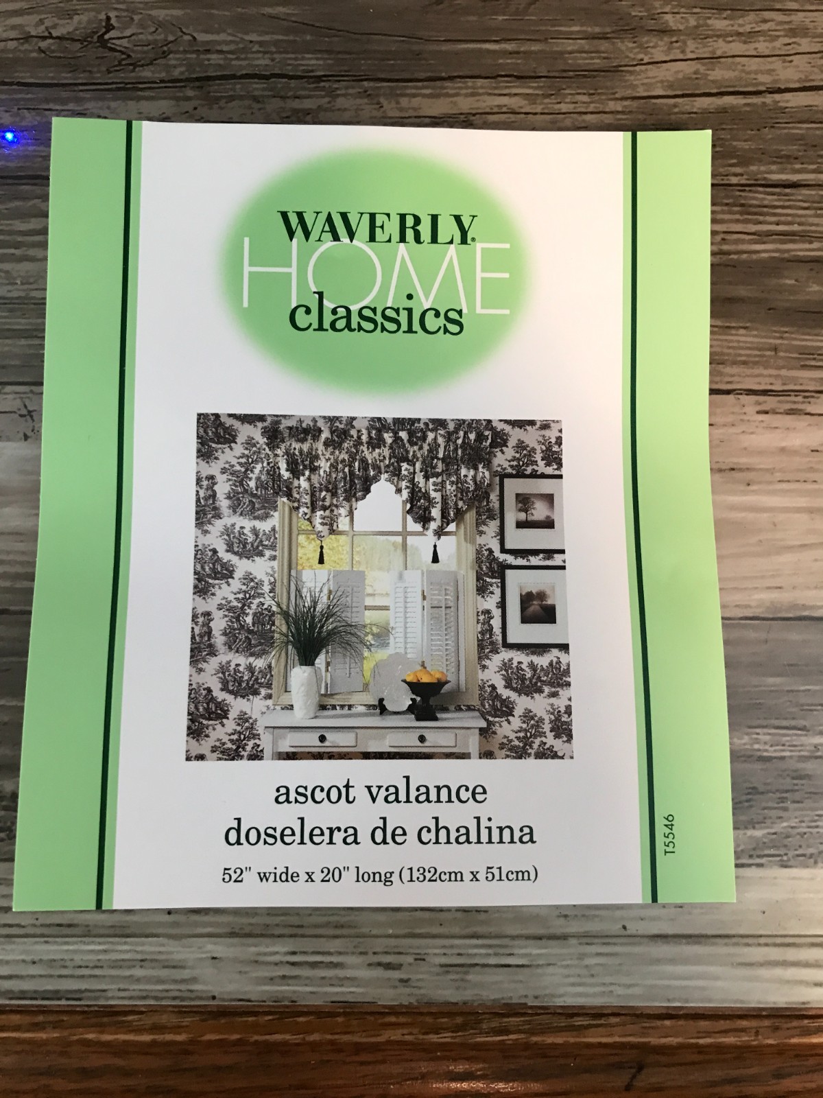WAVERLY COUNTRY LIFE Black & Cream Toile 52”x 20” ASCOT Window Valance “NEW”
