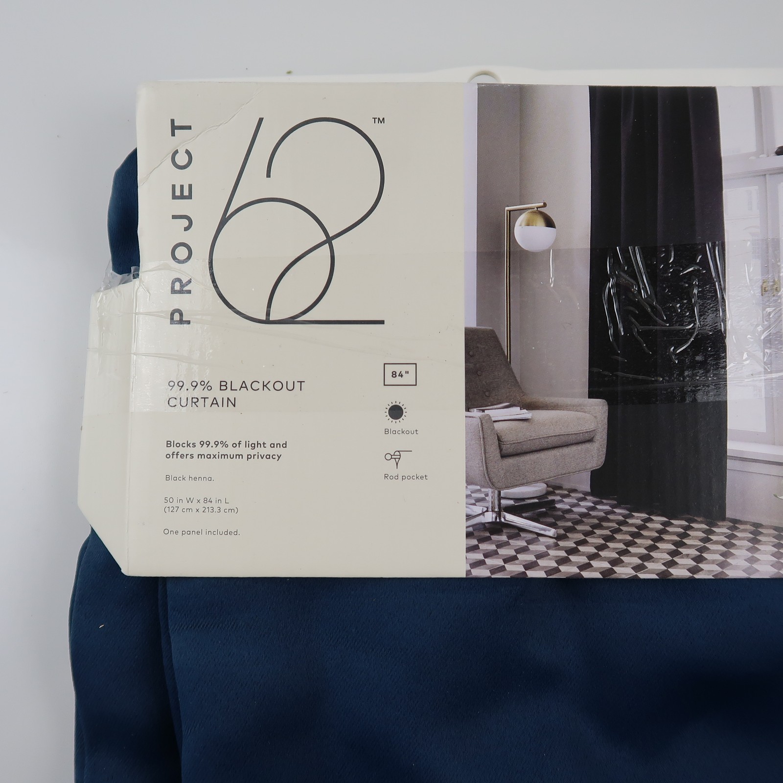 Project 62 Blackout Curtain Window Panel 84″ Rod Pocket 50×84 New Drapery Panel