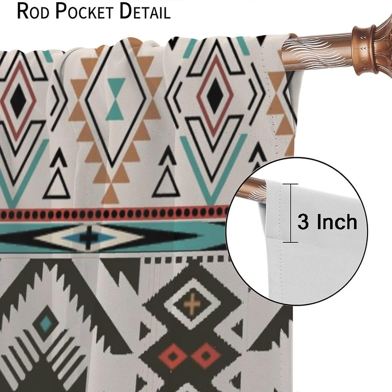 Aztec Blackout Curtains, Native American Tribal Boho Geometric Art Printed Windo