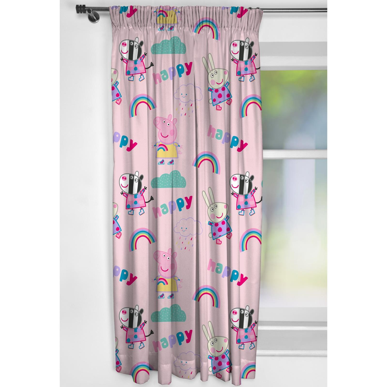 Peppa Pig Readymade Curtains Kids Playroom Nursery Storm Pink – 137cm (54″) Drop