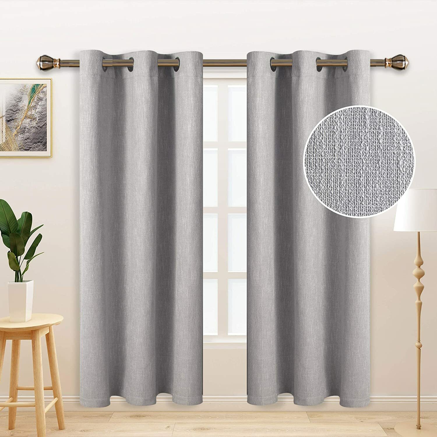 LORDTEX Thermal Insulated Blackout Curtain Fabric Window Panel 100″ by 84″ GREY