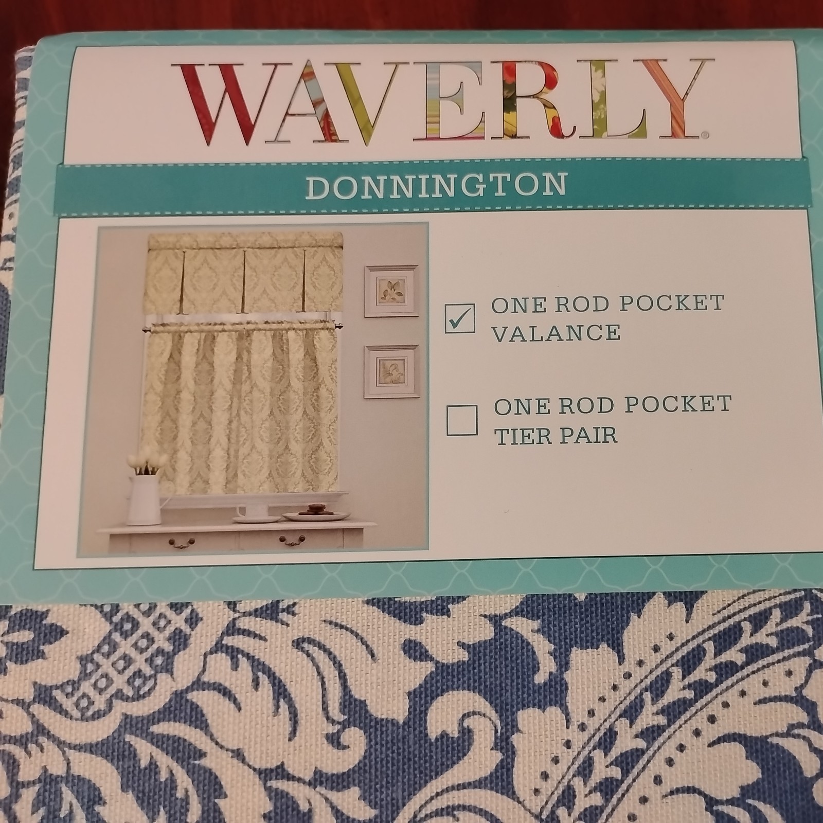 Waverly Donnington Cornflower Valance – 52″ x 18″ Blue & White – Rod Pocket NEW