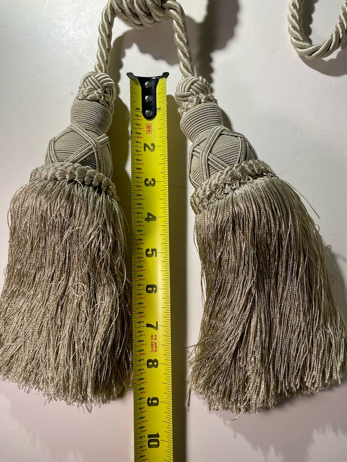 1 Pc. Large Beige Off-white Double Tassel Curtain Drape Tie-back Corded Rope 27″