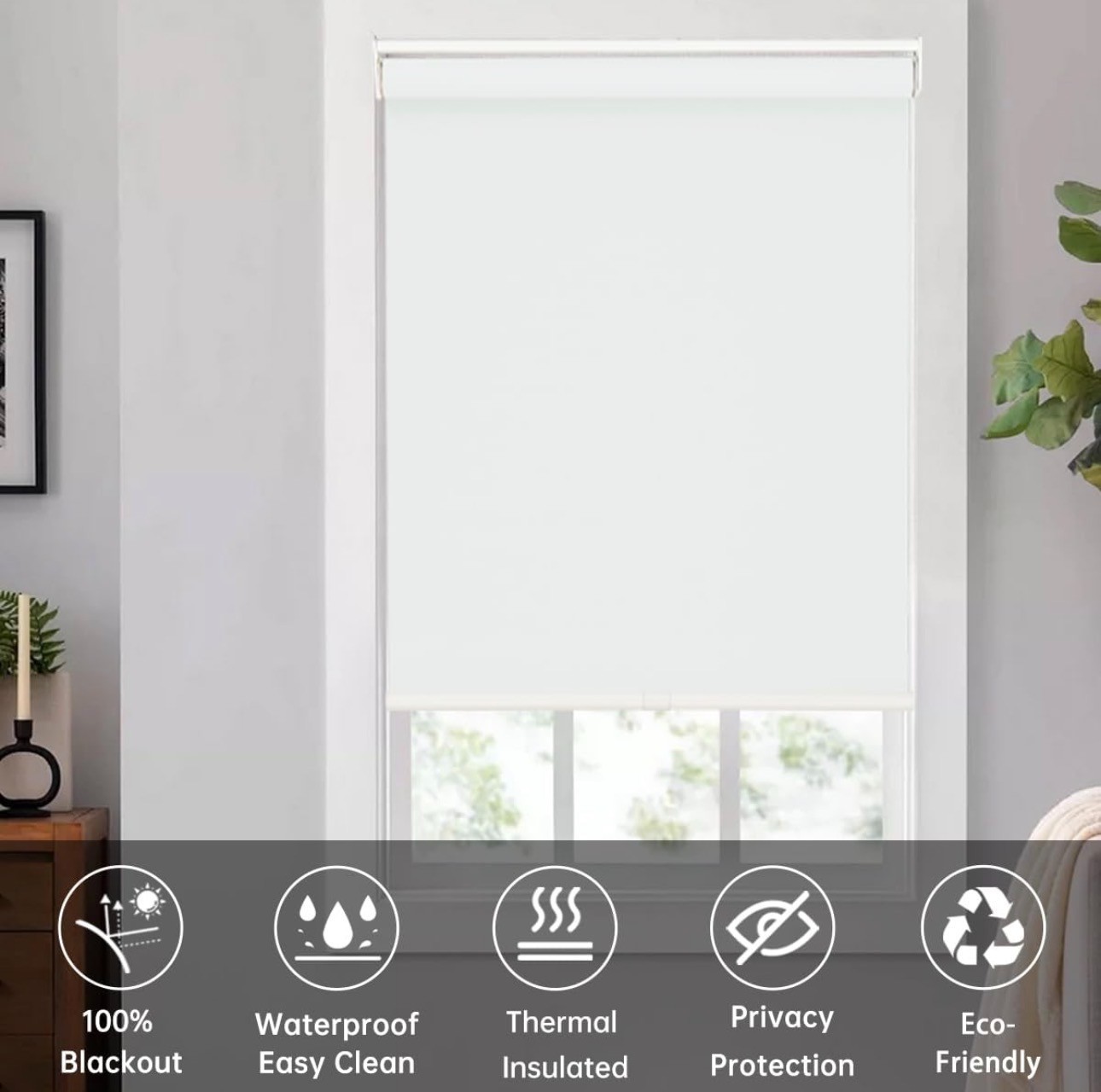 Changshade Cordless Blackout Roller Shade Room Darkening Roll Up Blind