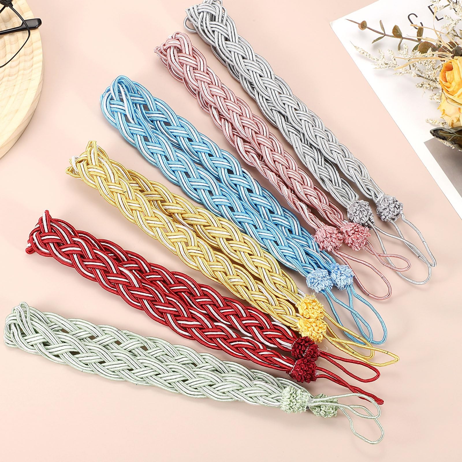 uxcell 4 Pcs Curtain Tiebacks, 60cm/24 Braided Drapery Holdback Dark Green