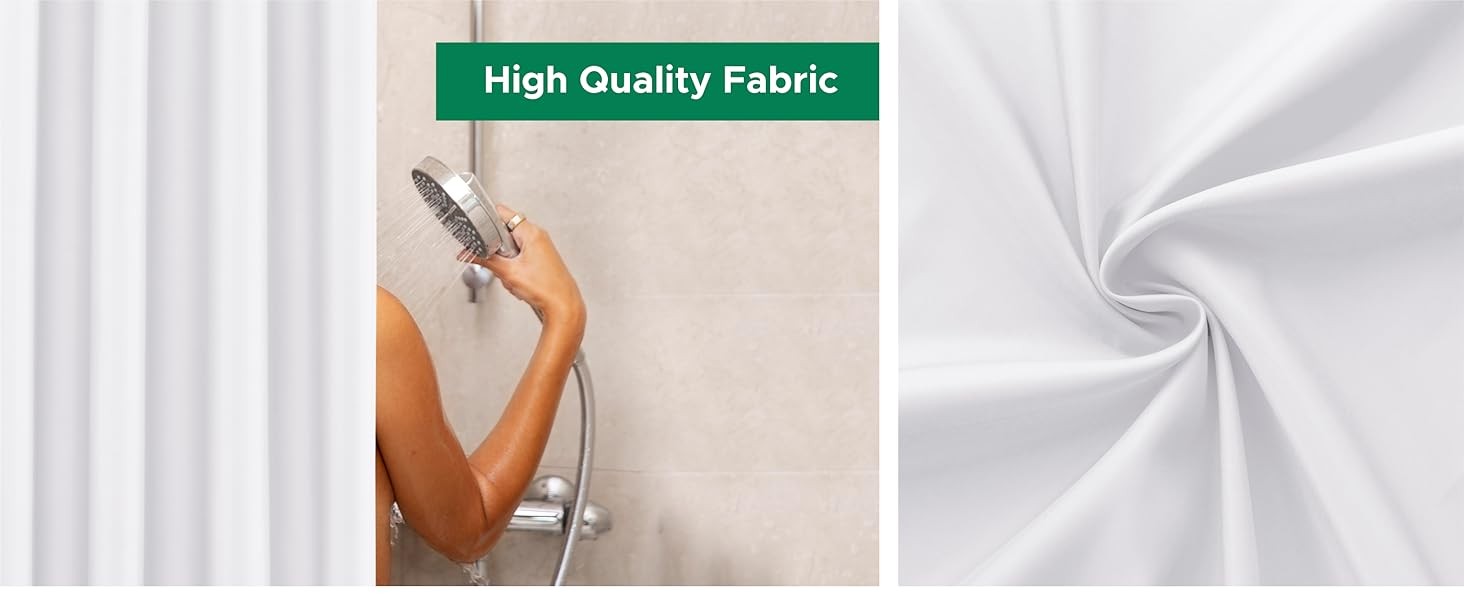 Hotel Quality Fabric Shower Curtain Liners 72″ X 72″, White Water Resistant