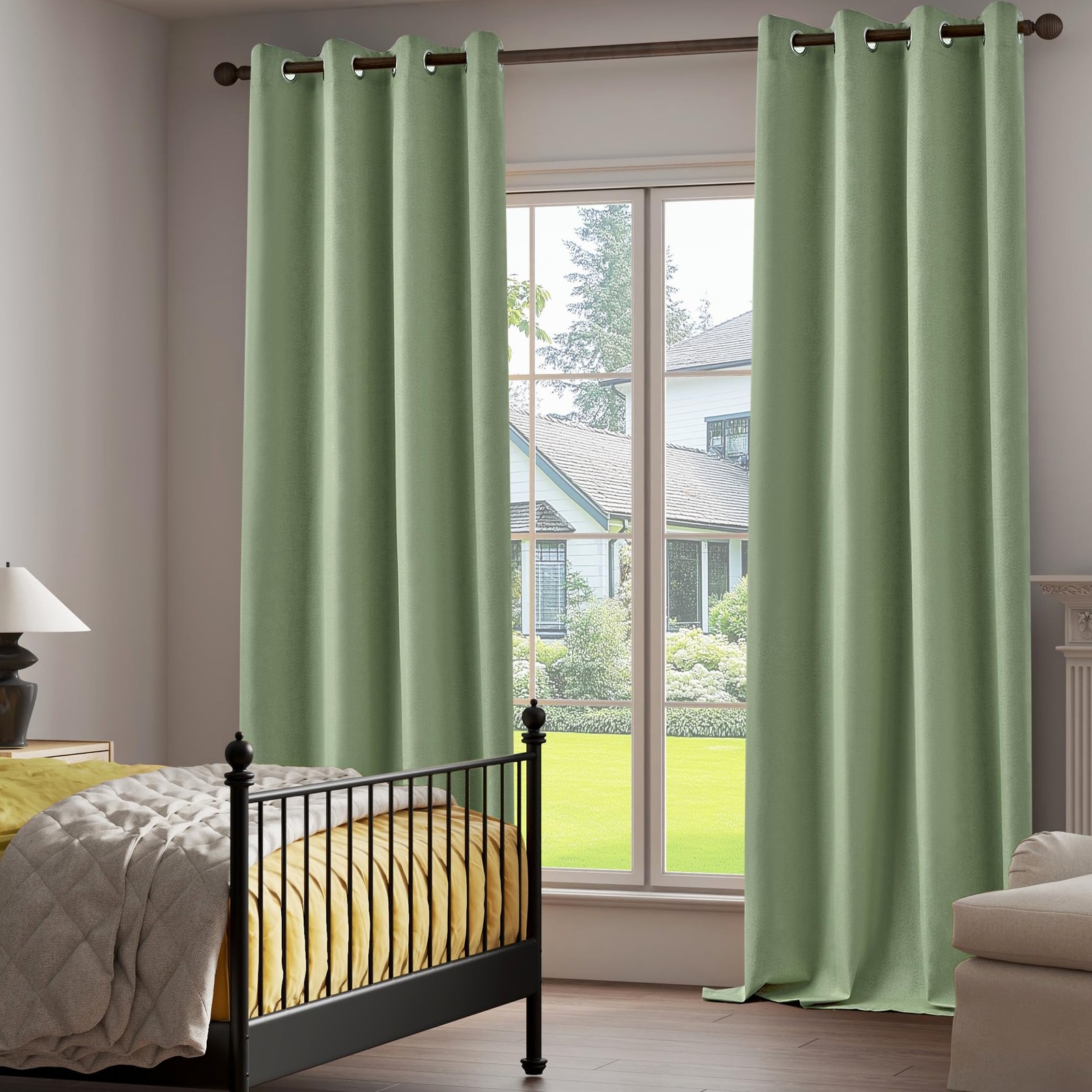 Oyring 100 Blackout Linen Textured Curtains For Childrens Room Bedroom Light