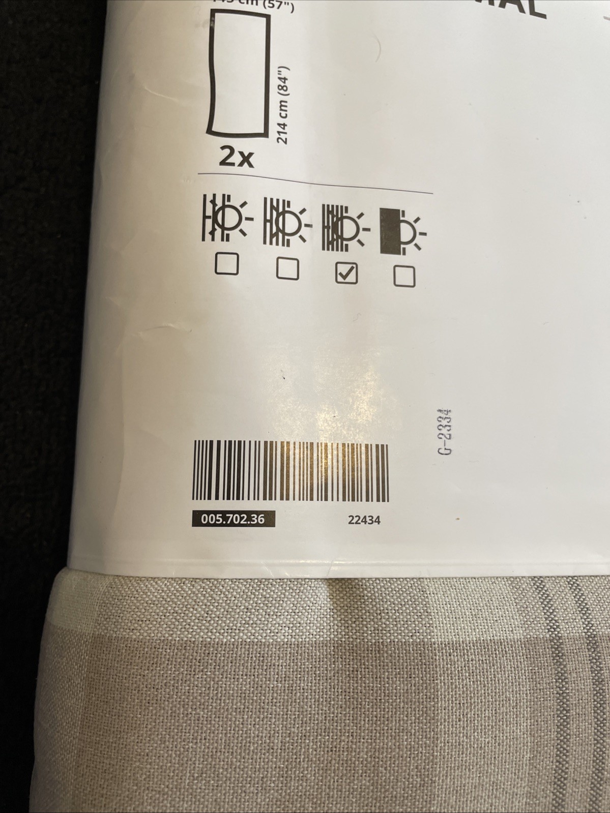 New IKEA HAGGVECKMAL 57″x 84″ Neutral Brown Plaid Curtain Panel Set 005.702.36
