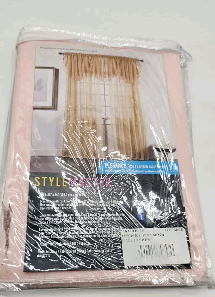 Belle Maison StyleMaster Elegance Voile Layered Ascot Balance 60″X24″ Color Pink