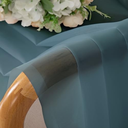 Sheer Curtains 54 Inch Long 2 Panels, Light 42″W x 54″L (Pack of 2) Stone Blue