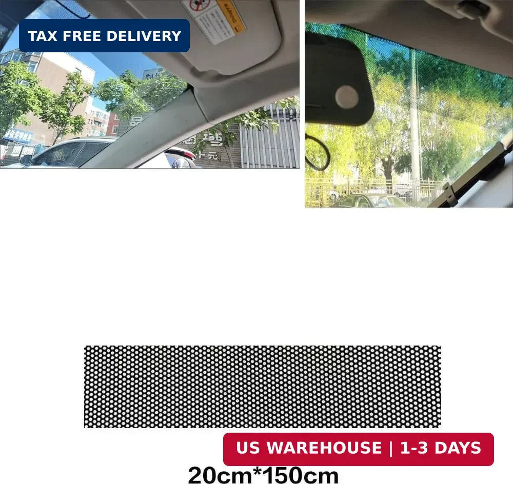 2 Pack Car Windshield Sunshade Vinyl Sticker One-Way Perforated Windshield Tint
