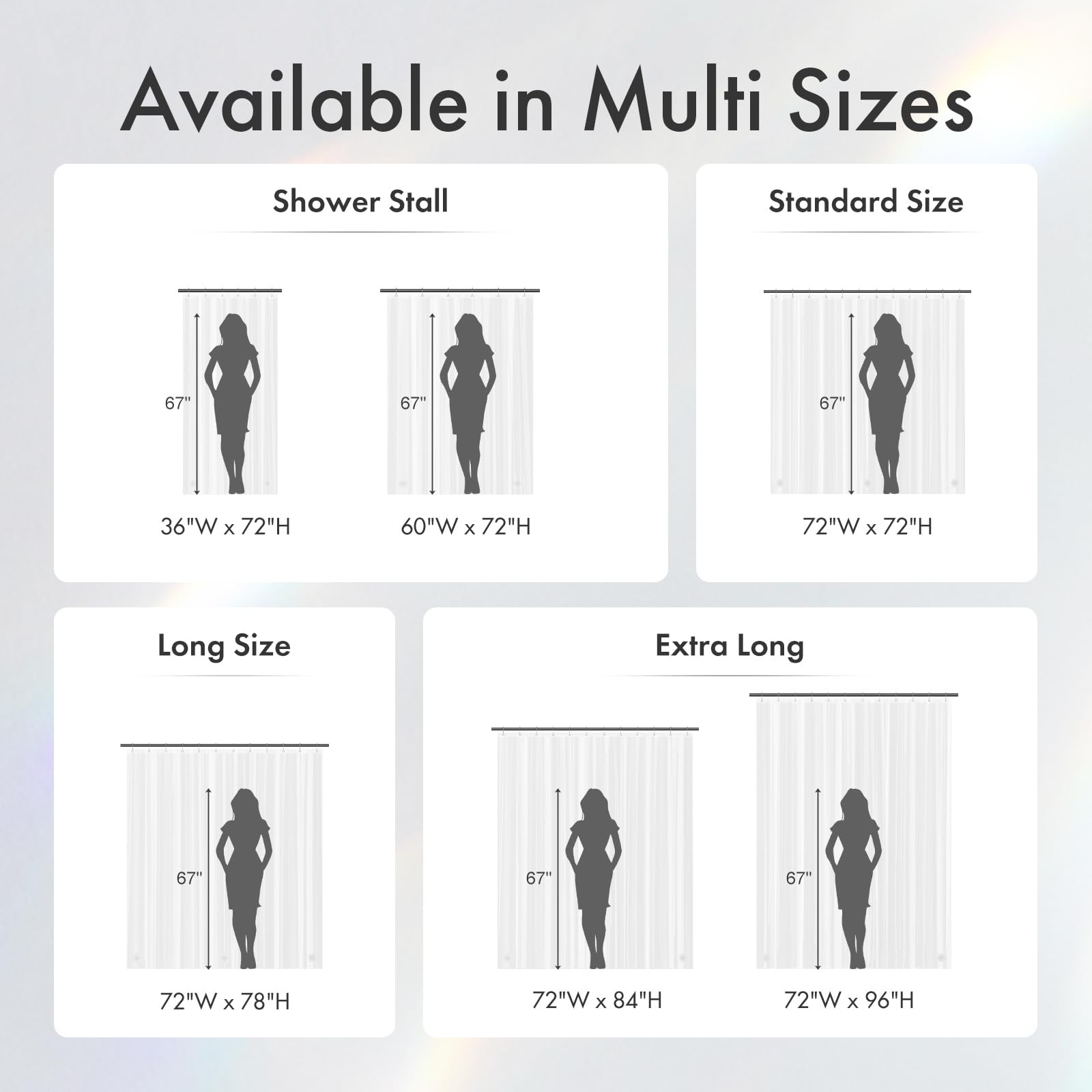 Amazer Extra Long Shower Curtain Liner 72 x 84 72″W x 84″L (Pack of 1), Clear